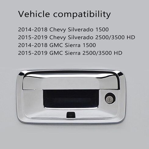 غطاء مقبض الباب الخلفي من الكروم المصقول مع فتحة المفتاح وفتحة الكاميرا مناسب لـ 2014-2018 Chevy Silverado GMC Sierra 1500 2500HD 3500HD in Saudi Arabia