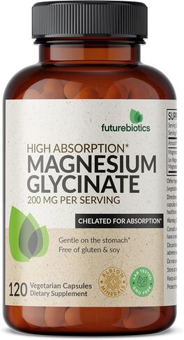 Futurebiotics مغنيسيوم جليسينات 200 مجم لكل جرعة، مخلبي لامتصاص عالي، لطيف على المعدة، غير معدل وراثيًا، 120 كبسولة نباتية in Saudi Arabia