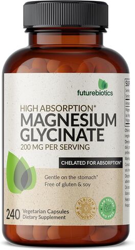Futurebiotics مغنيسيوم جليسينات 200 مجم لكل جرعة، مخلبي لامتصاص عالي، لطيف على المعدة، غير معدل وراثيًا، 120 كبسولة نباتية in Saudi Arabia