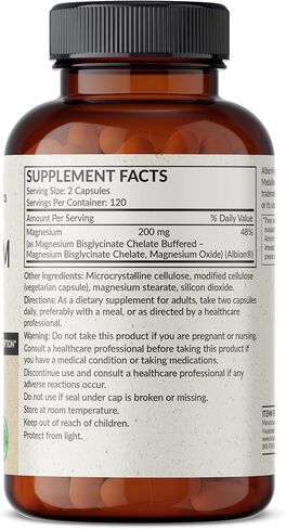 Futurebiotics مغنيسيوم جليسينات 200 مجم لكل جرعة، مخلبي لامتصاص عالي، لطيف على المعدة، غير معدل وراثيًا، 120 كبسولة نباتية in Saudi Arabia