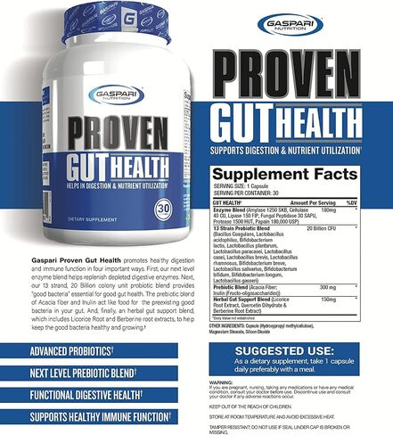 Gaspari Nutrition Proven Gut Health, Promotes Healthy Digestion, Prebiotics and Probiotics, Sports Digestion and Nutrient Utilization (30 Servings) in Saudi Arabia