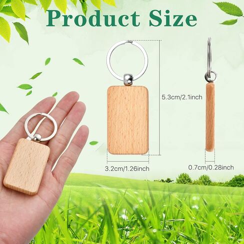 50 قطعة من سلسلة المفاتيح الخشبية الفارغة، مستطيلة من الخشب النقش الفراغات سلسلة مفاتيح خشبية غير مكتملة حلقة مفاتيح فارغة لحرف الهدايا اليدوية in Kuwait