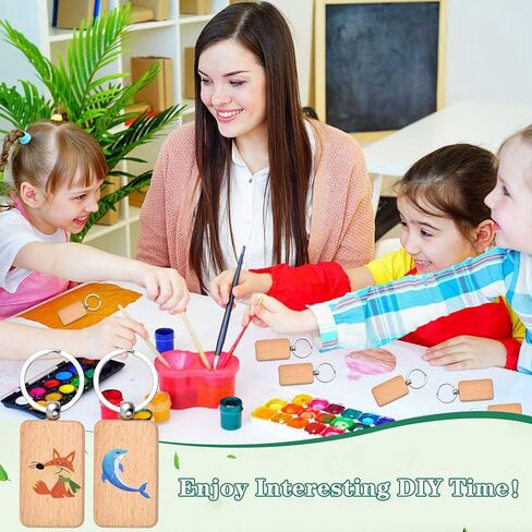 50 قطعة من سلسلة المفاتيح الخشبية الفارغة، مستطيلة من الخشب النقش الفراغات سلسلة مفاتيح خشبية غير مكتملة حلقة مفاتيح فارغة لحرف الهدايا اليدوية in Kuwait