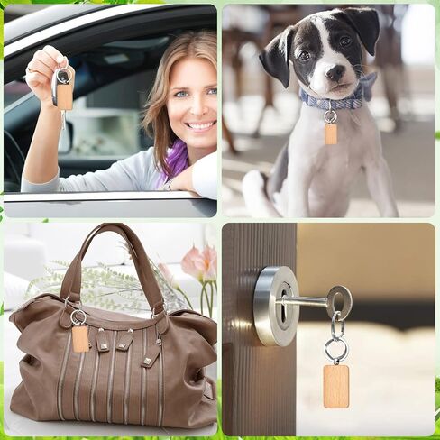 50 قطعة من سلسلة المفاتيح الخشبية الفارغة، مستطيلة من الخشب النقش الفراغات سلسلة مفاتيح خشبية غير مكتملة حلقة مفاتيح فارغة لحرف الهدايا اليدوية in Kuwait