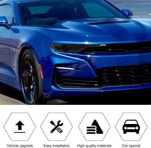 RT-TCZ Smoked Black Headlights Lamp Cover Guard Trim Decoration Accessories Compatible with Chevrolet Chevy Camaro 2019-2023 in Saudi Arabia