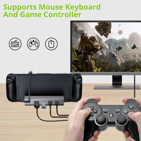 قاعدة إرساء LINKFOR 6 في 1 لسطح البخار HDMI 2.0 4K@60 هرتز، جيجابت إيثرنت، منافذ USB-A 3.0 تجربة ألعاب محسنة مع قاعدة توصيل وتشغيل منفذ USB-C للشحن السريع in Kuwait