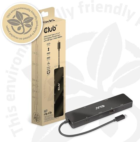 Club 3D CSV-1584 USB3.2 Gen2 Type-C، منصة محمولة 6 في 1 مزدوجة العرض مع USB Type-C فيديو 4K60 هرتز in Saudi Arabia