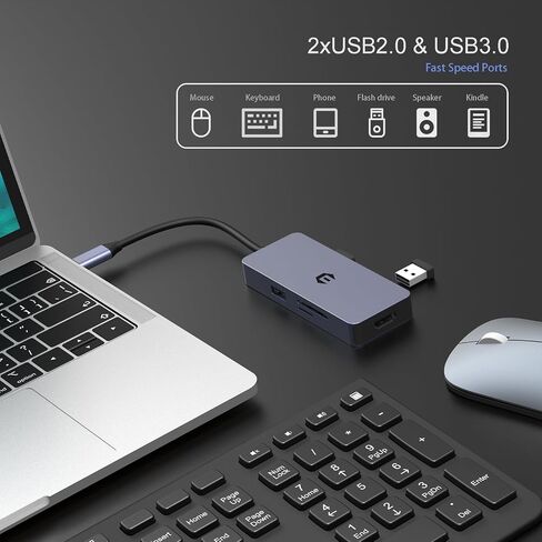 موزع USB C 6 في 1، محول USB C، قاعدة USB C عرض مزدوج 4K HDMI، USB 3.0/2.0، شحن PD 100 وات، قارئ بطاقة SD/TF، ​​متوافق مع Surface Pro والكمبيوتر المحمول والكمبيوتر اللوحي in Saudi Arabia