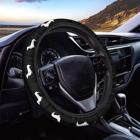 Dachshund Automotive Steering Wheel Cover Car Interior Accessories Soft Texture Washable Car Steering Wheel Cover in Saudi Arabia