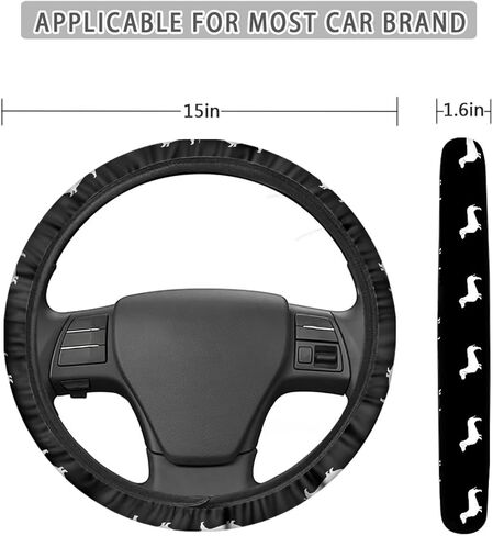 Dachshund Automotive Steering Wheel Cover Car Interior Accessories Soft Texture Washable Car Steering Wheel Cover in Saudi Arabia