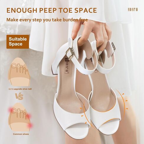 IDIFU Women's Candie-MI Peep Toe Low Block Heels Sandals Ankle Strap Comfy Chunky Wedding Dress Shoes in Saudi Arabia