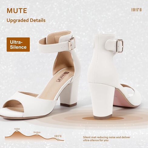 IDIFU Women's Candie-MI Peep Toe Low Block Heels Sandals Ankle Strap Comfy Chunky Wedding Dress Shoes in Saudi Arabia