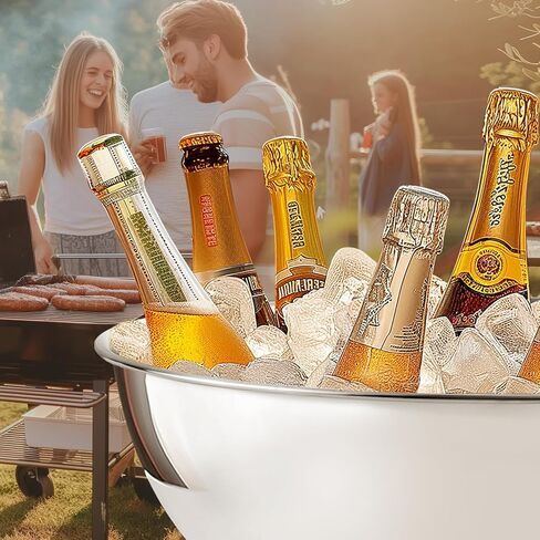 دلو ثلج كبير الحجم سعة 12 لتر، دلو شمبانيا من الفولاذ المقاوم للصدأ للحفلات مع أداء رائع وتصميم أنيق، فضي، SM-BT-001 in Kuwait