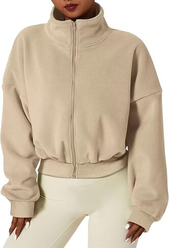 سترة شتوية نسائية من الصوف من Ovanviso بسحاب كامل وياقة قصيرة وأكمام طويلة in Kuwait