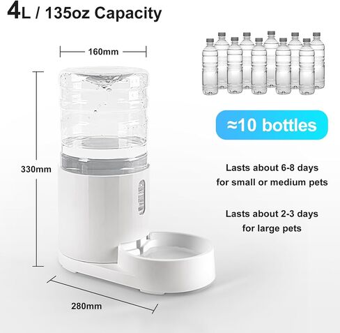 CZPET 4L Pet Water Dispenser (2 Pack) Unplugged Automatic Water Bowl Dispenser Gravity Water Dispenser for Cats Water Self Feeder Dog Fountain Dogs Bowl Bottles for Puppy Kitten in Saudi Arabia