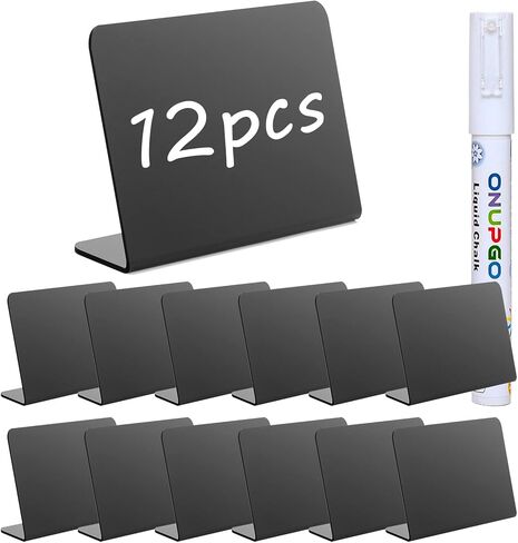 لافتات سبورة صغيرة من ONUPGO للطعام، 12 قطعة من لافتات السبورة على الطاولة، لافتات طاولة محفوظة مزدوجة الجوانب، لافتات سبورة صغيرة قابلة لإعادة الاستخدام للبوفيه - سهلة الكتابة والمسح in Kuwait