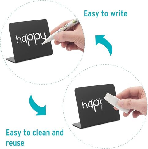 لافتات سبورة صغيرة من ONUPGO للطعام، 12 قطعة من لافتات السبورة على الطاولة، لافتات طاولة محفوظة مزدوجة الجوانب، لافتات سبورة صغيرة قابلة لإعادة الاستخدام للبوفيه - سهلة الكتابة والمسح in Kuwait