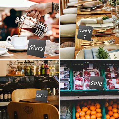 لافتات سبورة صغيرة من ONUPGO للطعام، 12 قطعة من لافتات السبورة على الطاولة، لافتات طاولة محفوظة مزدوجة الجوانب، لافتات سبورة صغيرة قابلة لإعادة الاستخدام للبوفيه - سهلة الكتابة والمسح in Kuwait