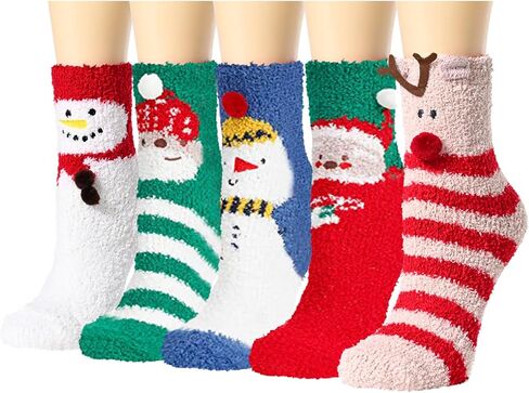 Zmart Fuzzy Animal Love Heart Pattern Socks for Women Girls Colorful Indoors Striped Fluffy Slipper Socks in Kuwait