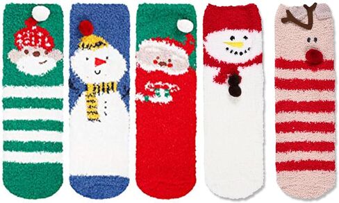 Zmart Fuzzy Animal Love Heart Pattern Socks for Women Girls Colorful Indoors Striped Fluffy Slipper Socks in Kuwait