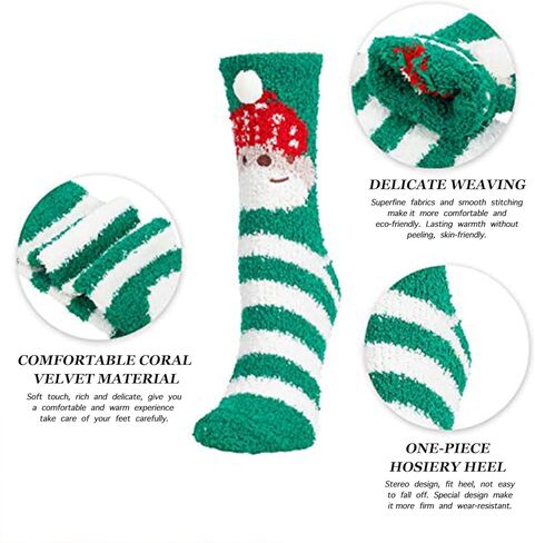 Zmart Fuzzy Animal Love Heart Pattern Socks for Women Girls Colorful Indoors Striped Fluffy Slipper Socks in Kuwait