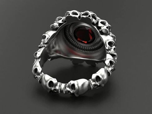 Skull Ring for Men, Gothic Demon Skull Head Ring, Birthstone Death Skull Skeleton Ring, Punk Rock Gemstone Skull Ring, Hip Hop Halloween Skull Biker Ring, Viking Skull Jewelry in Saudi Arabia