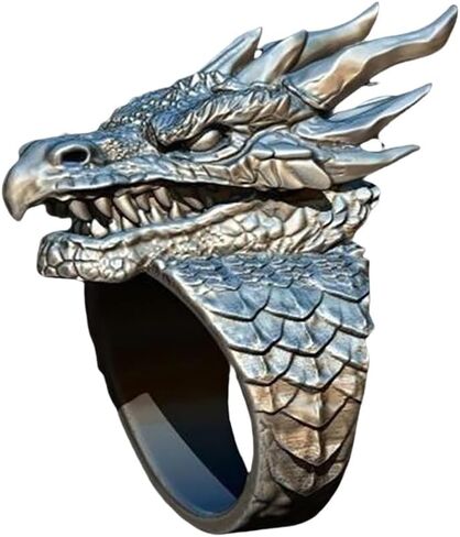 التنين الدائري الشرير التنين الدائري للرجال والنساء التنين رئيس/النسر رئيس الدائري خمر الديناصور حلقة حامي حلقة نورس الأساطير مجوهرات بأشكال حيوانات هدية in Kuwait
