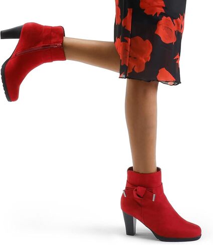 mysoft Women's Booties with Heel, Chunky Stacked Heel Zipper Ankle Boots for Ladies in Kuwait