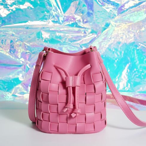 TIJN Tote Bag for Women, Mini Bucket Crossbody Top-Handle Vegan Leather Small Sized Retro Handbag (Ailin) in Kuwait