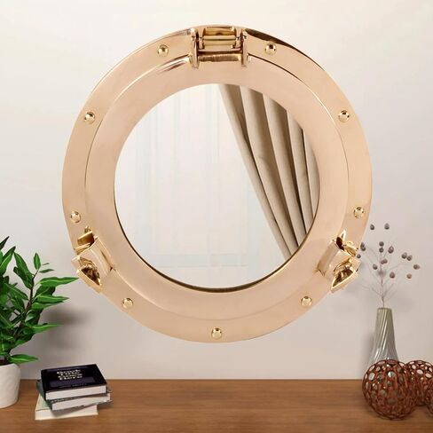 مرآة زخرفية من النحاس البحري مقاس 9 بوصات ديكور جداري عتيق وديكور بحري وهدايا in Saudi Arabia