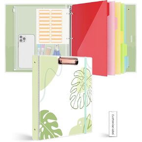 3 Ring Binder, 1 Inch Binder for Letter Size, 3 Ring Binder with 2 Interior Pockets & 5PCS Index Dividers, 1'' Round Ring Binder with Sealed Bag & Dividers Tabs, PVC Cover, Office, School