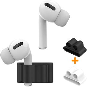 Anti-Lost Silicone Watch Strap Holder for AirPod Pro 2/AirPod 3 2 1, Airpod Watch Band Holder, Airpod Accessories Holder for Sports Exercise Working(Black+White)