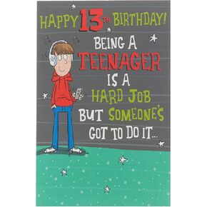 UK Greetings 13th Birthday Card for Him/Friend - Funny Teen Design