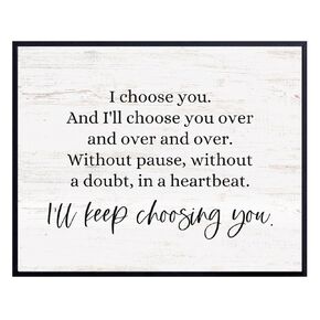 Rustic Farmhouse Love Wall Decor - Shabby chic Home Decor - Romantic Decorations for Bedroom, Living Room, Kitchen, Home - Boho Wall Art Wedding Gifts, Bridal Shower Gifts - I Choose You Wall Decor