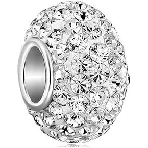 Women 925 Sterling Silver Birthstone Glass Bead Charms Compatible with Pandora Bracelets