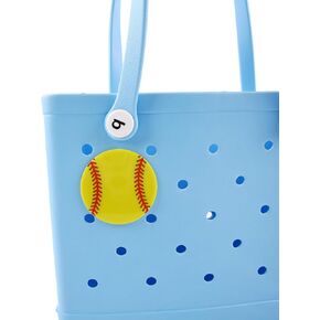 3.15inches/8cm Hard Acrylic Softball Charm for Bogg Bag and Simply Southern Bag, Ball Sport Decorative Accessory for Rubber Beach Tote