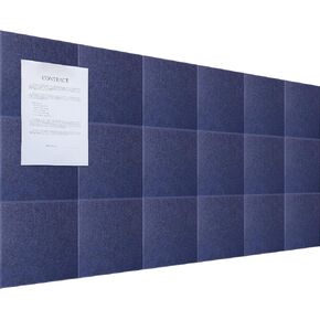 Fulmoon 18 Packs Large Cork Board Felt Wall Tiles 70'' x 35'' Wall Tiles Alternative with Removable Bulletin Board for Home Class Office Notes Photos(Dark Blue)