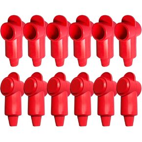 Ampper 12 Pcs Silicone 1/4", 5/16" Stud Terminal Covers, Flexible Post Terminal Cover Protector Boot for Battery Power & Ground Junction Block Post, Fits 6-1 Gauge Wire (Red & Black)