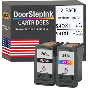 DoorStepInk Remanufactured in The USA Ink Cartridge Replacement for Printer Canon PG-240XL 240XL CL-241XL 241XL Black Color Combo Pack PIXMA MG3122 MG3522 MX472 MG2120 MG2220 MX432 MX439 MX452 MX459