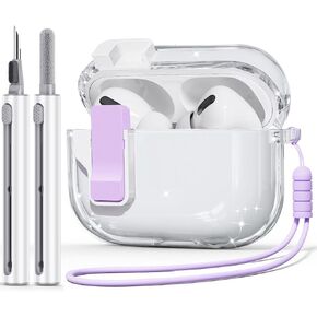 Clear Case for AirPods Pro 2nd Generation Case Cover with Cleaner Kit,【with Anti-Drop Lock】 Compatible for AirPod Gen 2 Charging Case (2023/2022) with Silicone Wrist Strap for Women Men - Clear Black
