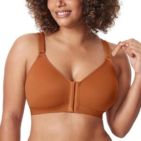 DELIMIRA Women's Front Closure Bras Posture Full Coverage No Underwire Unlined Back Support Bra
