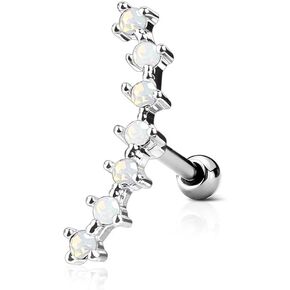 FIFTH CUE 16G CZ Curve Top 316L Surgical Steel Ear Cartilage Barbell Stud Labret Monroe Stud