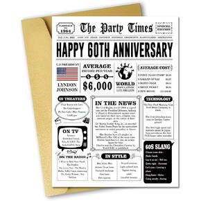 Happy 50th Anniversary Card Gifts for Women Men, Jumbo 50th Wedding Anniversary Cards Gift for Husband Wife, Retro 50 Year Old Anniversary Decoration for Couple