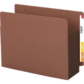 Smead End Tab Pocket, Reinforced Straight-Cut Tab, 5-1/4" Expansion, Extra Wide Letter Size, Redrope with Dark Brown Gusset, 10 per Box (73691)