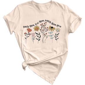 Women Teacher Shirt Teach Them Watch Them Grow TShirt Teacher Appreciation Shirt Wildflower Graphic Tee Top