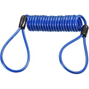Disc Lock Security Steel Cable - Plastic Coated Spring Reminder Wire Anti-Theft Rope, Apply to Outdoors Protection (3.5mmx1.5m, Blue)