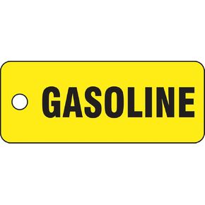 Accuform Signs TCH202 Container Tag, Legend "Gasoline", 2" Length x 5" Width x 0.080" Thickness, Polycarbonate, Black on Yellow
