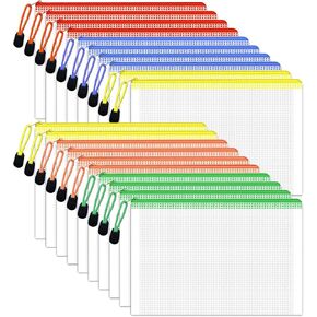CHIF HAUTH 20pcs Mesh Zipper Pouch Bags, Waterproof Zipper Bag in A4 Size, 13.3 x 9.3 Inches, Ideal for Organizing Office Supplies and Board Games (20pcs, Black)