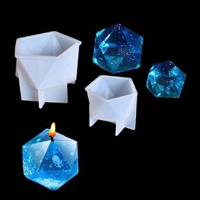 FineInno 2pcs Silicone Resin Molds Multi-Faceted Geometric Molds Diamond Jewelry Casting Molds Epoxy Molds for Gemstone Decoration Craft DIY Making (2pcs Molds)