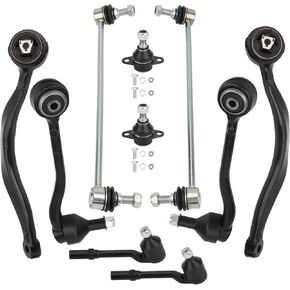 BRTEC 10pcs Suspension Kit Front Lower Control Arm Lower Ball Joint Stabilizer Outer Tie Rod End Link for 2000 2001 2002 2003 2004 2005 2006 BMW (E53) X5